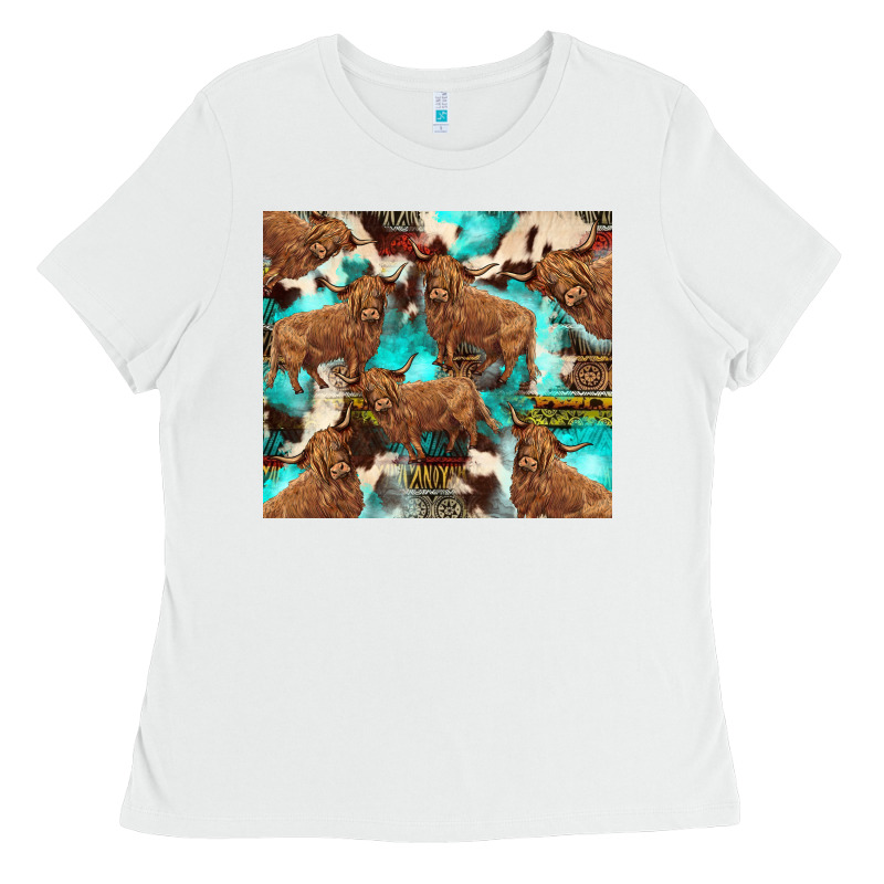 Astec Cowhide Highlands Cow Ladies Tee by BarkalooDesign | Teevron