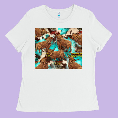 Astec Cowhide Highlands Cow Ladies Tee Designed By Barkaloodesign
