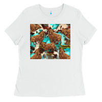 White astec cowhide highlands cow Ladies Tee - BarkalooDesign