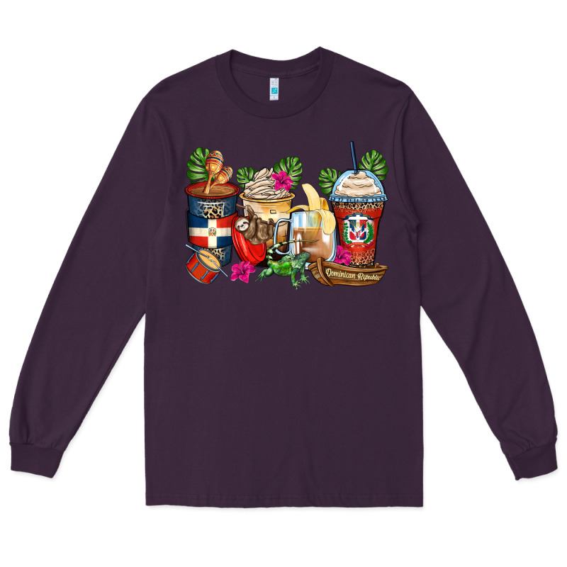 Dominican Republic Coffee Cups Long Sleeve Tee by Zillion Design Studio | Teevron