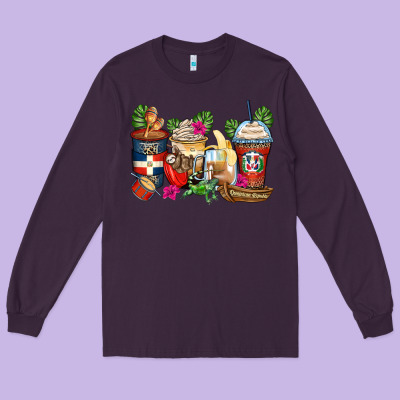 Dominican Republic Coffee Cups Long Sleeve Tee Designed By Zillion Design Studio