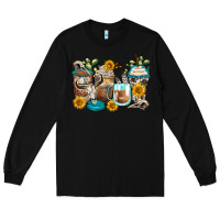 Black bull skull coffee cups Long Sleeve Tee - Zillion Design Studio