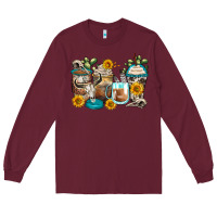 Burgundy bull skull coffee cups Long Sleeve Tee - Zillion Design Studio
