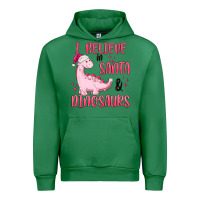 Emerald i believe in santa & dinosaurs pink Urban Hoodie - MaliasSmallBusiness