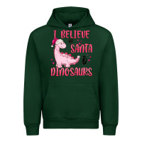 Forest Green i believe in santa & dinosaurs pink Urban Hoodie - MaliasSmallBusiness