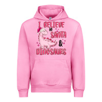Fuchsia Pink i believe in santa & dinosaurs pink Urban Hoodie - MaliasSmallBusiness