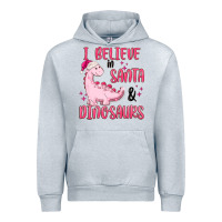Heather Grey i believe in santa & dinosaurs pink Urban Hoodie - MaliasSmallBusiness