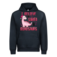 I Believe In Santa & Dinosaurs Pink Urban Hoodie | Teevron