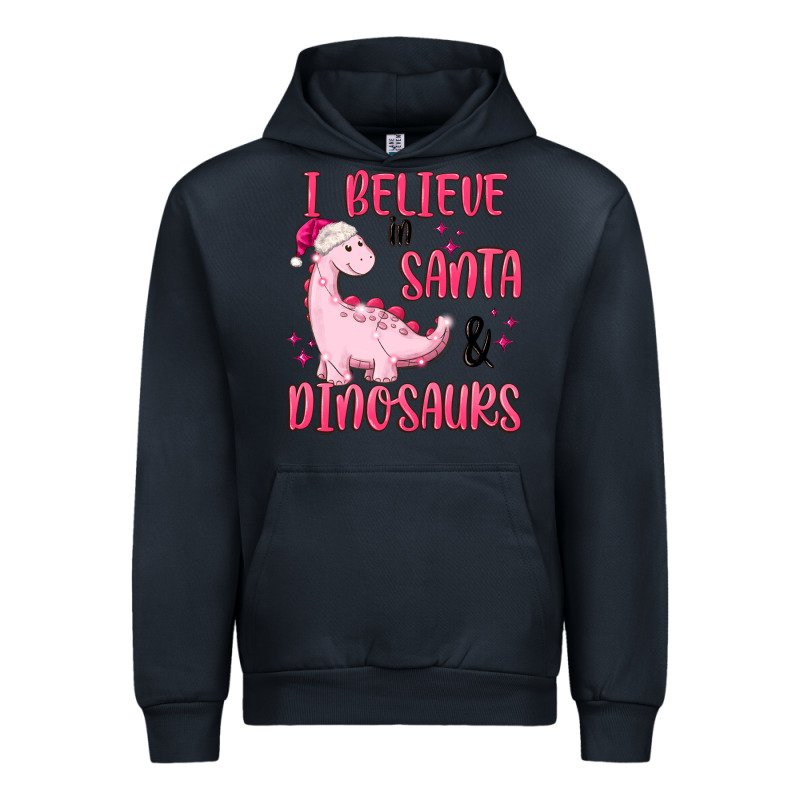 I Believe In Santa & Dinosaurs Pink Urban Hoodie by MaliasSmallBusiness | Teevron
