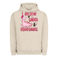 Pigment French Oak i believe in santa & dinosaurs pink Urban Hoodie - MaliasSmallBusiness