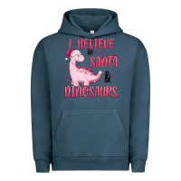Pigment Midnight Navy i believe in santa & dinosaurs pink Urban Hoodie - MaliasSmallBusiness