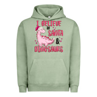 Pigment Oil Green i believe in santa & dinosaurs pink Urban Hoodie - MaliasSmallBusiness