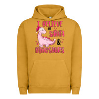 Pigment Peanut Butter i believe in santa & dinosaurs pink Urban Hoodie - MaliasSmallBusiness