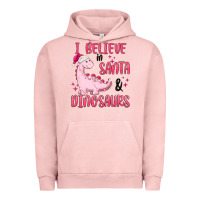 Pigment Salmon i believe in santa & dinosaurs pink Urban Hoodie - MaliasSmallBusiness