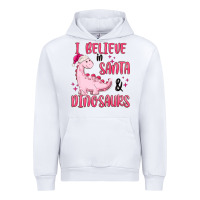White i believe in santa & dinosaurs pink Urban Hoodie - MaliasSmallBusiness