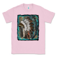 Bubblegum Pink indian feather headdress with leopard background Classic Tee - RanaPortraitStore