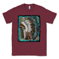 Burgundy indian feather headdress with leopard background Classic Tee - RanaPortraitStore