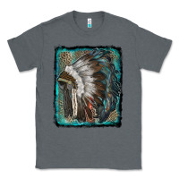 Charcoal Heather indian feather headdress with leopard background Classic Tee - RanaPortraitStore