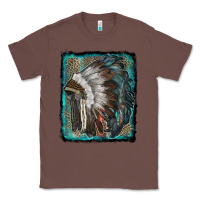 Chestnut indian feather headdress with leopard background Classic Tee - RanaPortraitStore