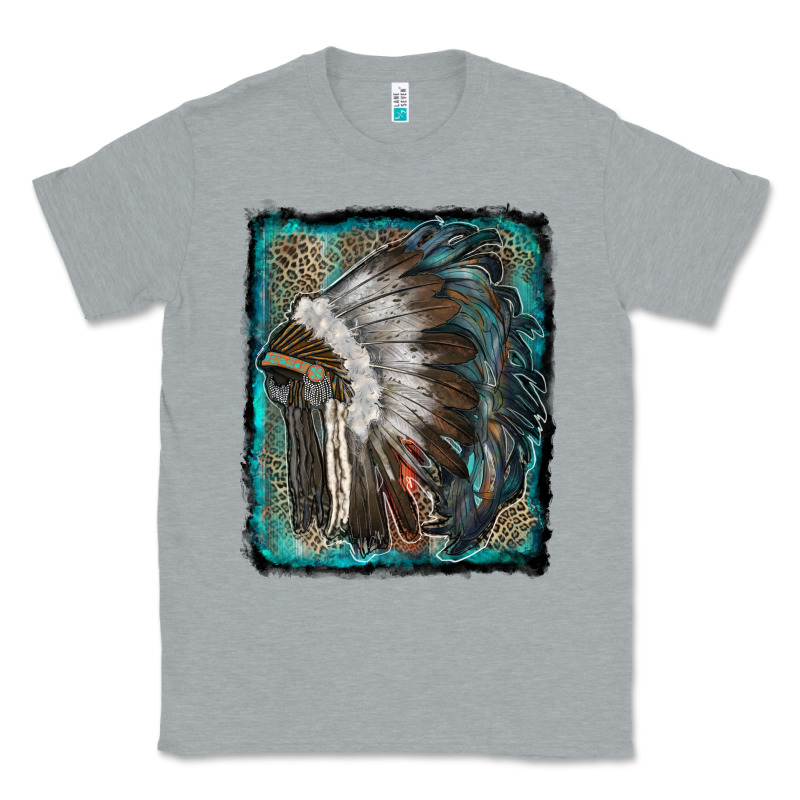 Indian Feather Headdress With Leopard Background Classic Tee by RanaPortraitStore | Teevron