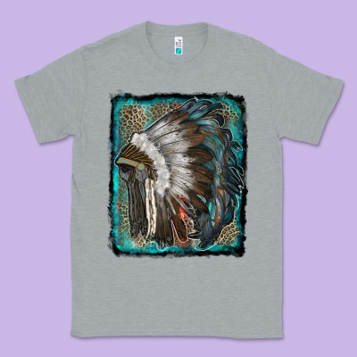 Indian Feather Headdress With Leopard Background Classic Tee Designed By Ranaportraitstore