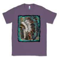 Lavender indian feather headdress with leopard background Classic Tee - RanaPortraitStore