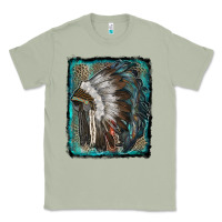 Matcha indian feather headdress with leopard background Classic Tee - RanaPortraitStore