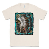 Natural indian feather headdress with leopard background Classic Tee - RanaPortraitStore