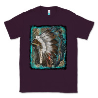 Plum indian feather headdress with leopard background Classic Tee - RanaPortraitStore