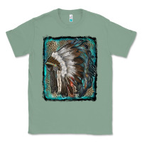 Sage indian feather headdress with leopard background Classic Tee - RanaPortraitStore