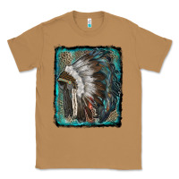 Toasted Coconut indian feather headdress with leopard background Classic Tee - RanaPortraitStore