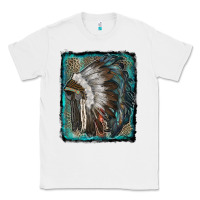 White indian feather headdress with leopard background Classic Tee - RanaPortraitStore