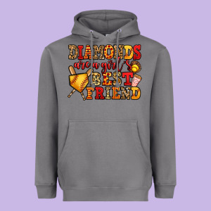 Diamonds Are A Girl's Best Friend Softball Heavyweight Hoodie Designed By Jasminsmagicworld