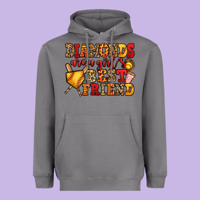 Diamonds Are A Girl's Best Friend Softball Heavyweight Hoodie Designed By Jasminsmagicworld