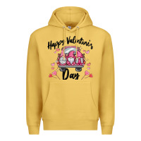 Antique Gold happy valentine's day gnome truck Premium Hoodie - MaliasSmallBusiness