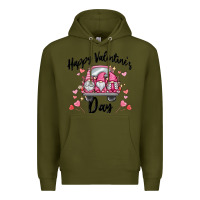 Army Green happy valentine's day gnome truck Premium Hoodie - MaliasSmallBusiness