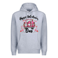Heather Grey happy valentine's day gnome truck Premium Hoodie - MaliasSmallBusiness