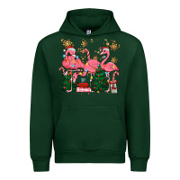Forest Green christmas flamingos Urban Hoodie - MaliasSmallBusiness