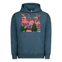 Pigment Midnight Navy christmas flamingos Urban Hoodie - MaliasSmallBusiness