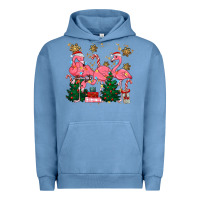 Pigment Pebble Blue christmas flamingos Urban Hoodie - MaliasSmallBusiness