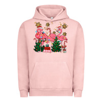 Pigment Salmon christmas flamingos Urban Hoodie - MaliasSmallBusiness