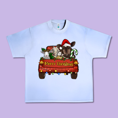 Urban Heavy Tee Merry Christmas Truck Farm Animals