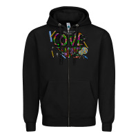 Black i love teaching Zipper Hoodie - CowhideDigitalArt