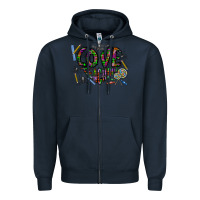 Navy i love teaching Zipper Hoodie - CowhideDigitalArt