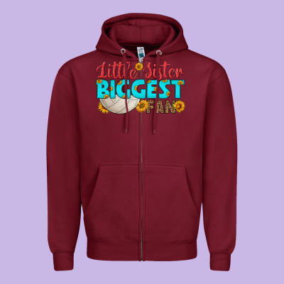 Little Sister Biggest Fan Zipper Hoodie Designed By Hra Design Shop