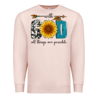 Pale Pink with god all things are possible Premium Sweatshirt - Artiststas