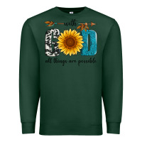 Sports Green with god all things are possible Premium Sweatshirt - Artiststas