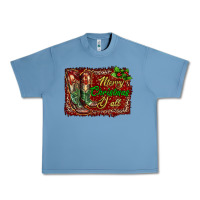Pebble Blue Merry Christmas Y'all Boots Urban Heavy Tee - RanaPortraitStore
