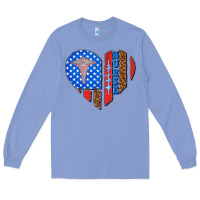 Colony Blue 4th of july nurse heart flag Long Sleeve Tee - texasbilliewilder