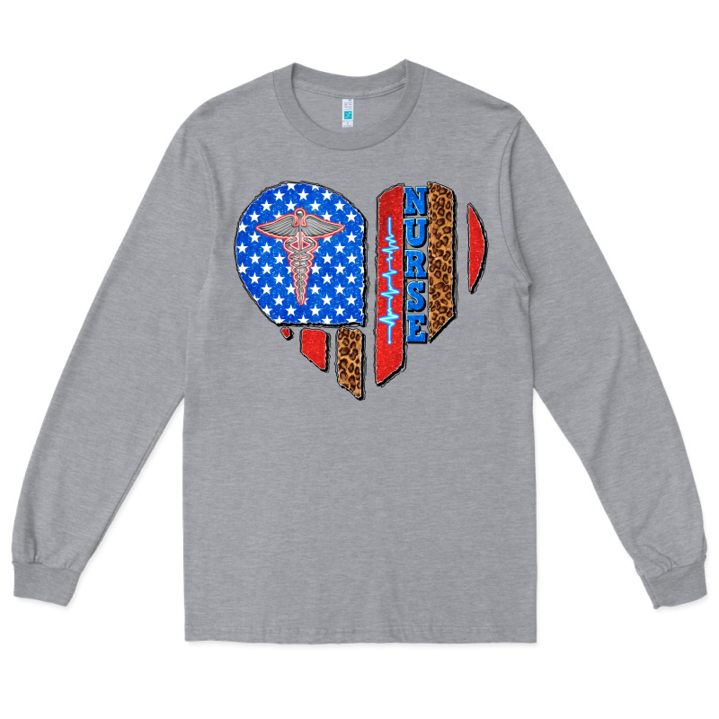 4th Of July Nurse Heart Flag Long Sleeve Tee by texasbilliewilder | Teevron